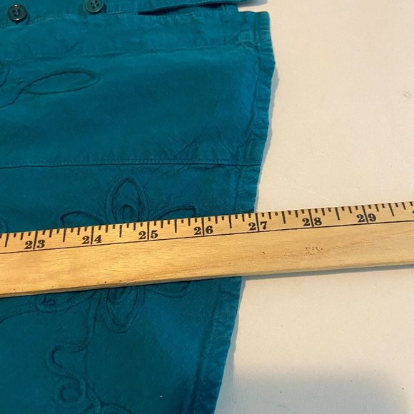 Soft Surroundings Women L Blouse Floral Embroidered Button Front Long Sleeve Top - Picture 7 of 9